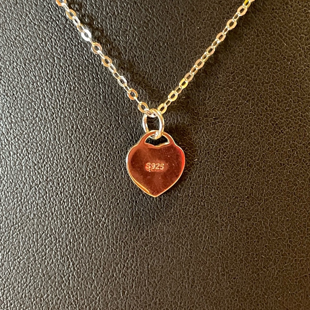 Sterling Silver Red Enamel Heart Necklace. NWOT - Picture 2 of 2